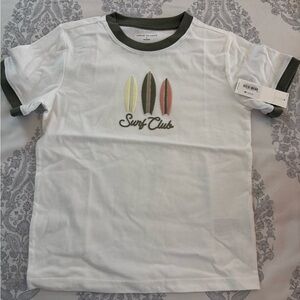 Janie and Jack Surf Club White Tee with Black Trim